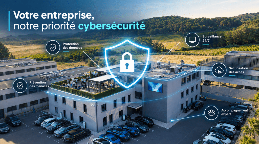 Le Groupe Izitek, basé à Éguilles près d'Aix-en-Provence, intervient sur les deux versants du sujet. Il traite notamment le contenu technique du plan, puis sa traduction opérationnelle. DG Conseil, entité cybersécurité du groupe, est certifiée ExpertCyber et installée à La Penne-sur-Huveaune. Elle prend en charge l'analyse de risque, la sécurisation des accès et la remédiation. Like-IT fournit de son côté un référent informatique en temps partagé. Cette formule aide lorsque personne en interne ne pilote le sujet au quotidien, un arbitrage que compare notre article infogérance ou informaticien interne.