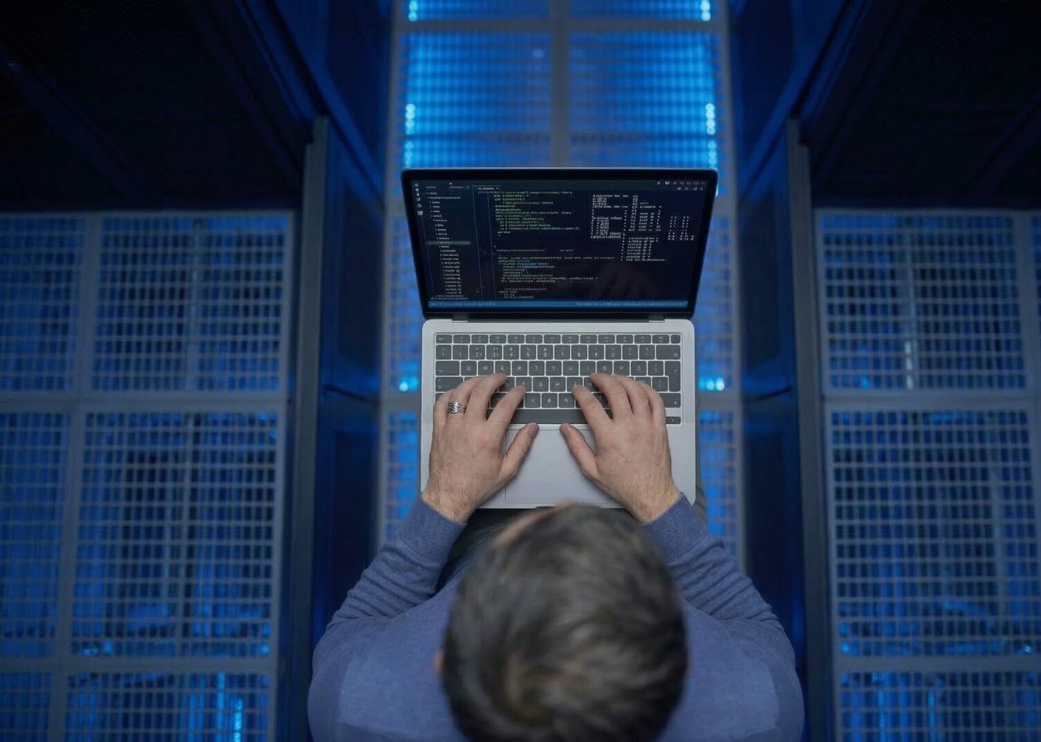 Technicien Izitek en intervention de maintenance informatique chez un client à Marseille